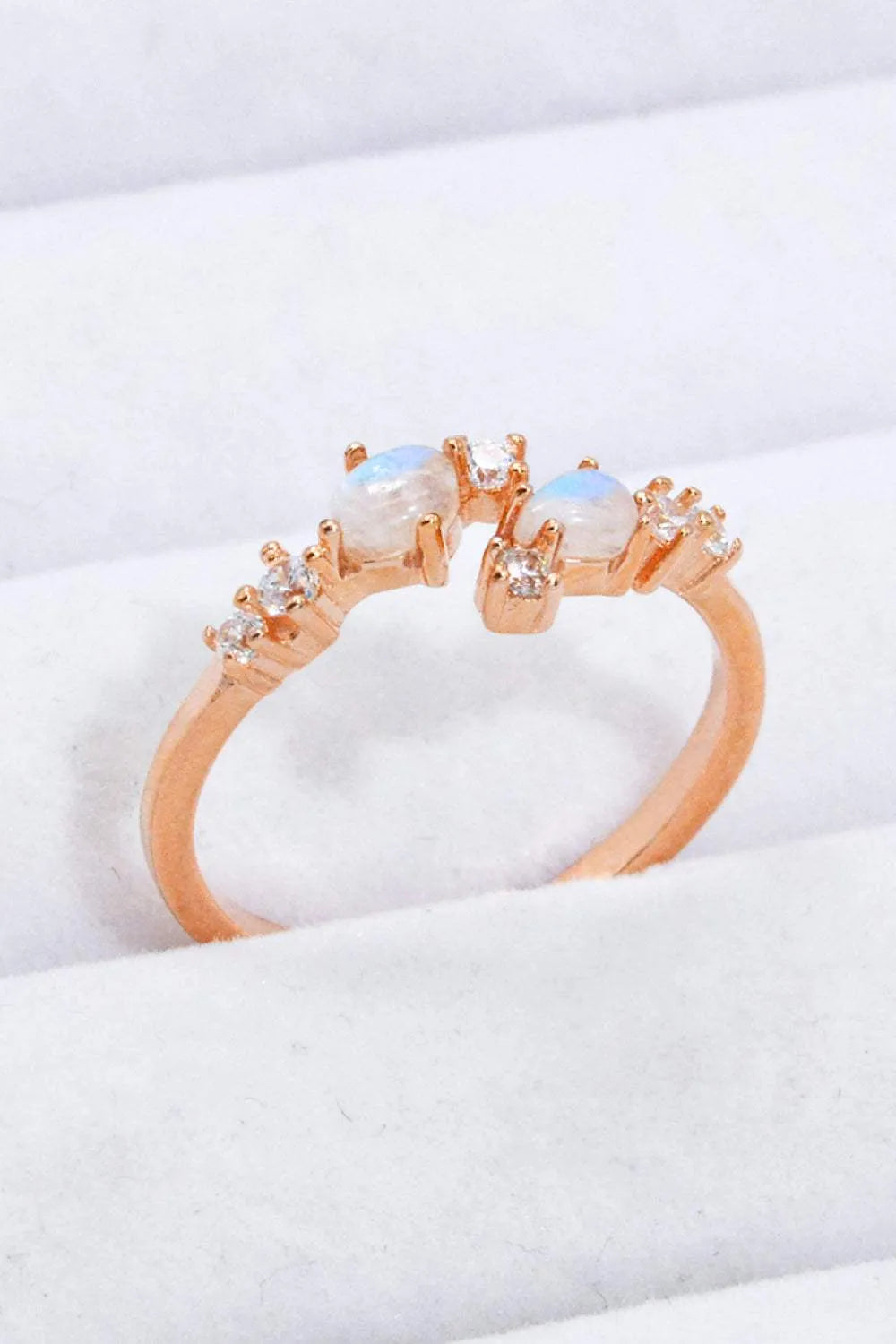 Natural Moonstone and Zircon Open Ring Moonstone - Tophatter Daily Deals